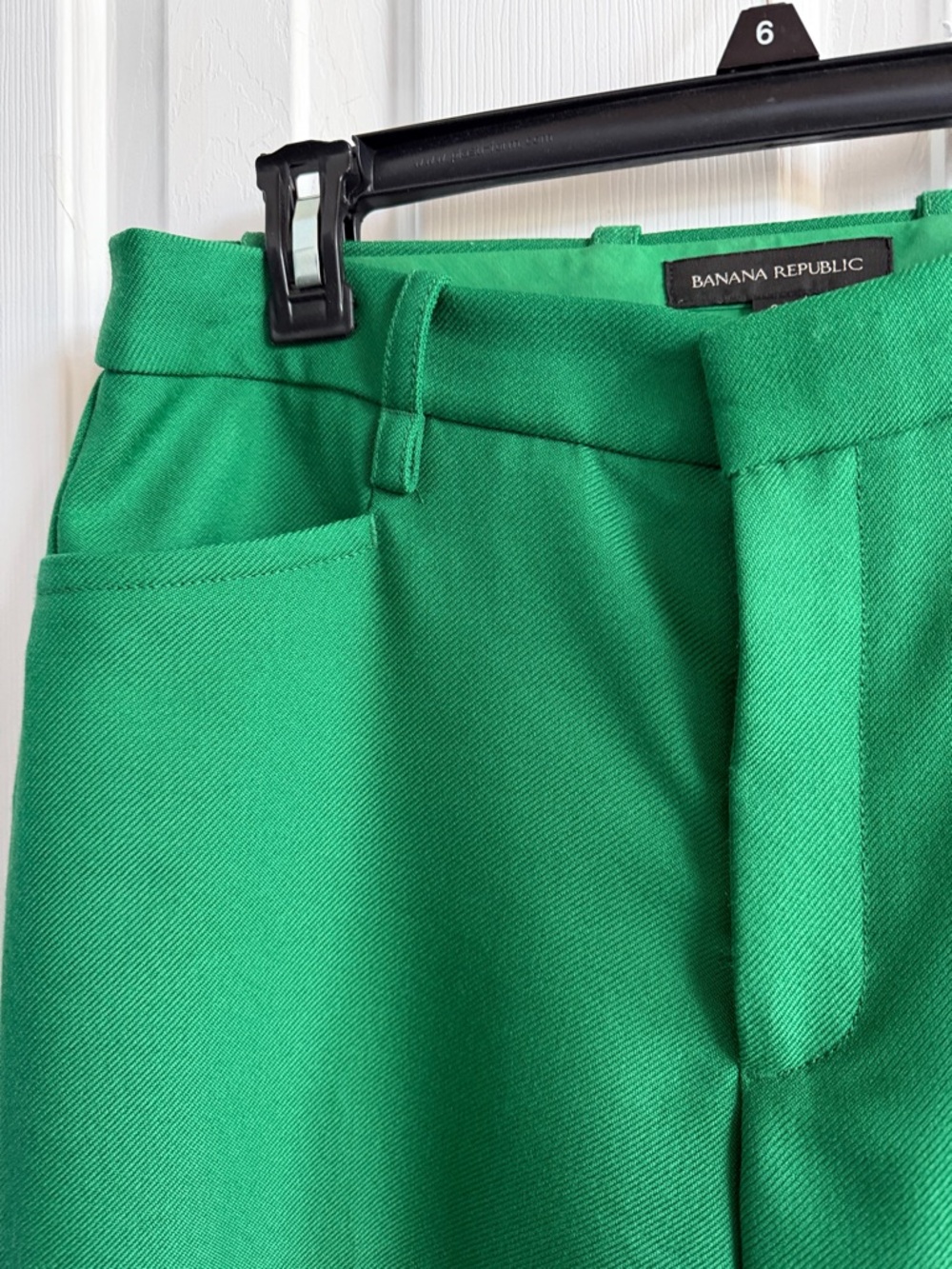 Banana Republic Lido Pants Green Mid-rise Straight Italian Wool Size 8 - Picture 5 of 10